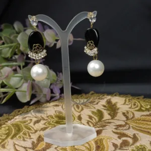 Black & Pearl Drop Earrings