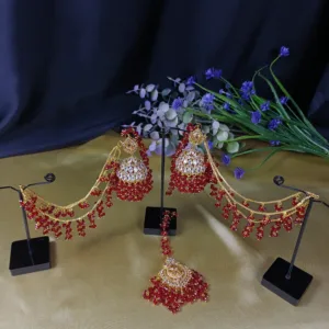 Royal Ruby Jhoomar Set with Tikka