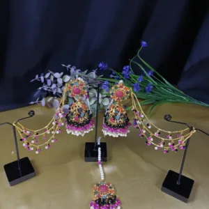 Classic Multi-Color Jhoomar Set with Tikka