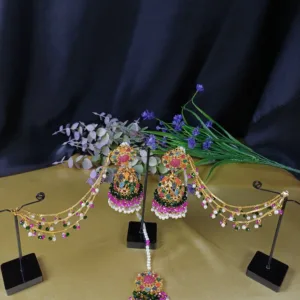 Bridal Multi-Color Jhoomar Set with Tikka