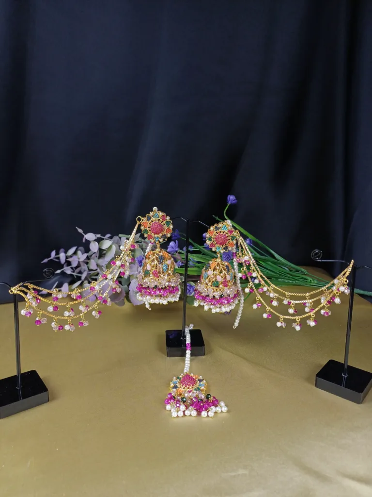 Multi-Color Jhoomar Set with Tikka