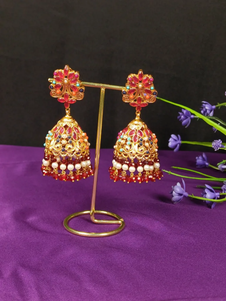 Rajwadi Kundan Jhumkas
