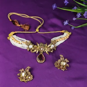 Smoky Topaz Garden Choker Set with Earrings