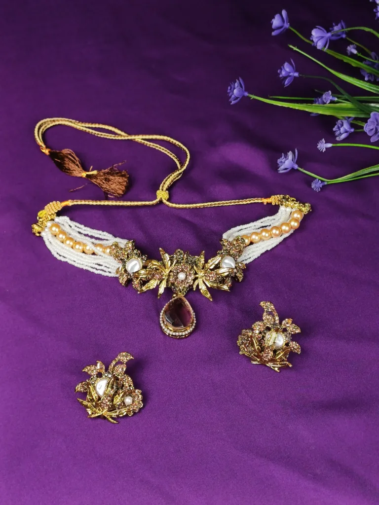 Smoky Topaz Garden Choker Set with Earrings