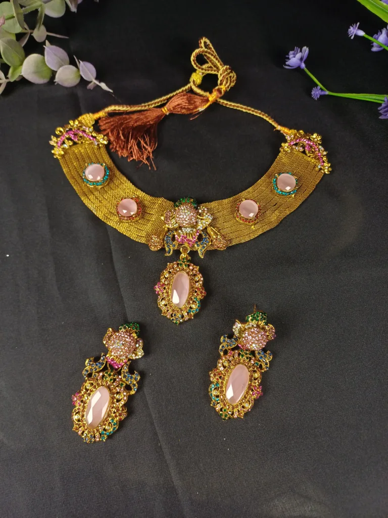 Jeweled Ottoman Ribbon Set with Earrings