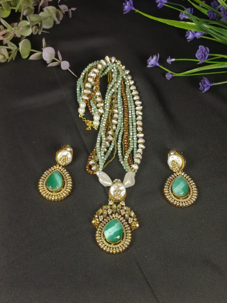Mint Mahal Mala Set with Earrings