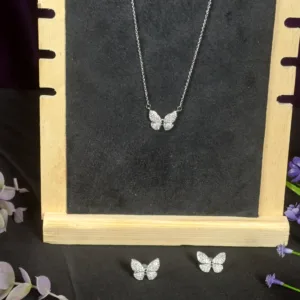 Diamond Butterfly Locket Set with Studs