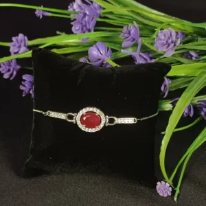 Ruby Halo Bolo Bracelet