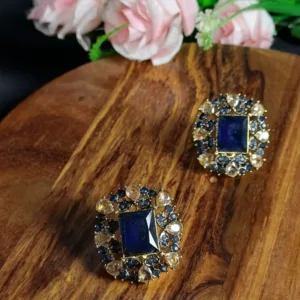 Maharani's Blue Crystal Blossom Studs