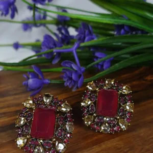 Maharani's Ruby Blossom Studs