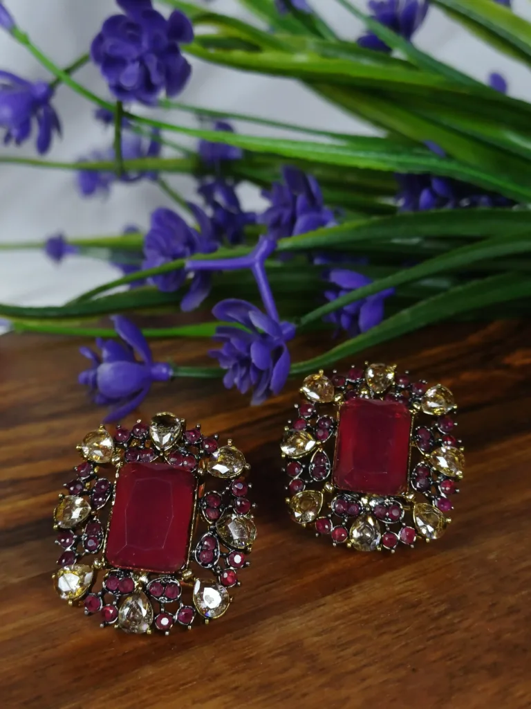 Maharani's Ruby Blossom Studs