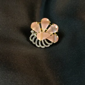 Silver-Tone Teardrop Gem Ring