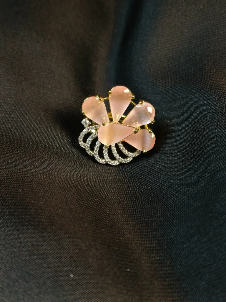 Silver-Tone Teardrop Gem Ring