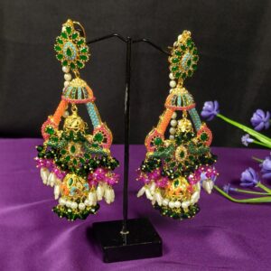 Multi-Jewel Tassel Jhumkas
