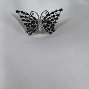 Jet & Silver Butterfly Ring