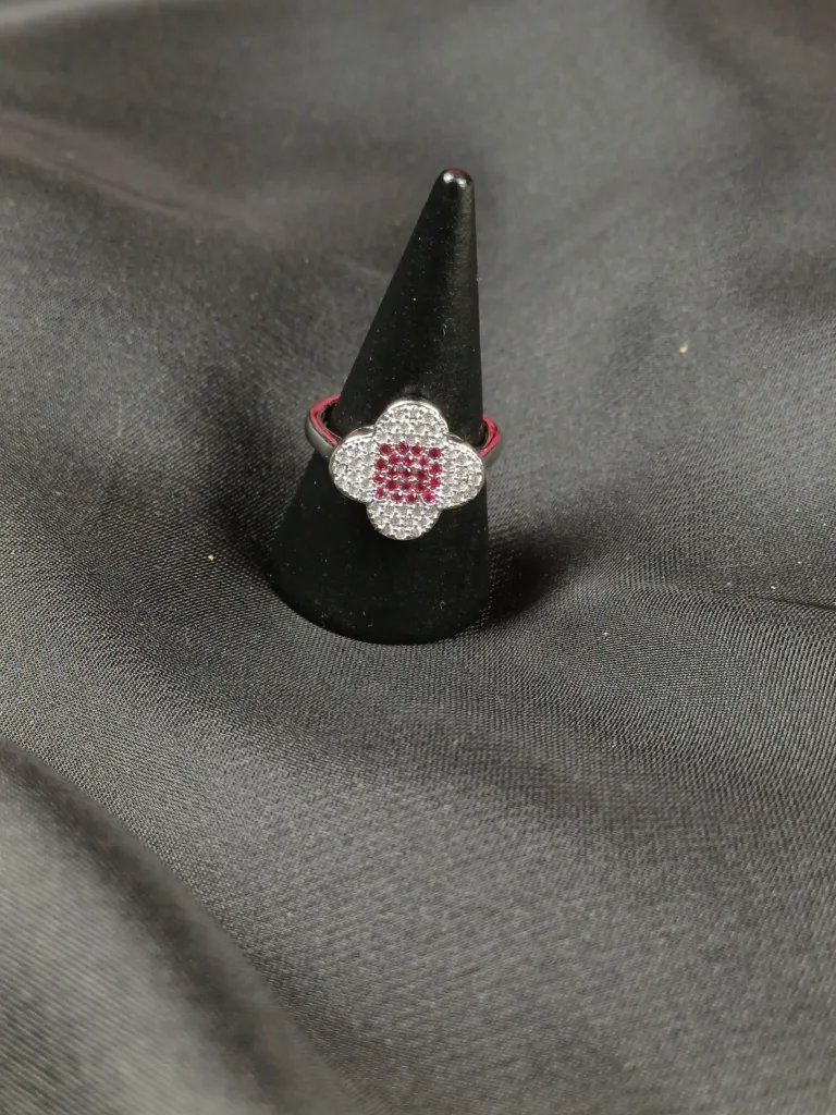 Pink Cat's Eye Flower Ring