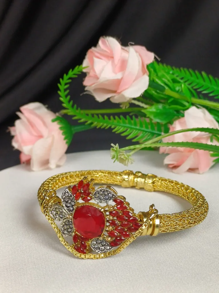 Elegant Gemstone Glory Turkish Style Mother Pearl Openable Kara