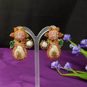 Pink Tourmaline Floral Earrings