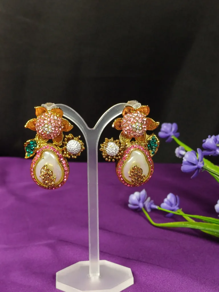 Pink Tourmaline Floral Earrings