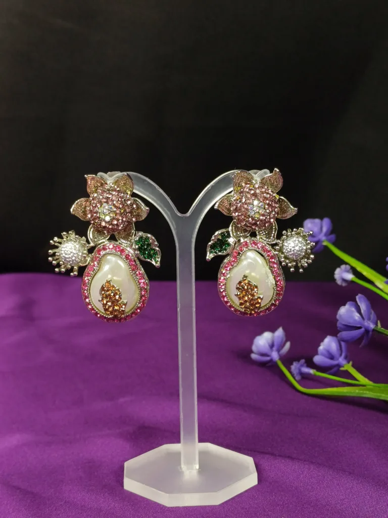 Peach Tourmaline Floral Earrings