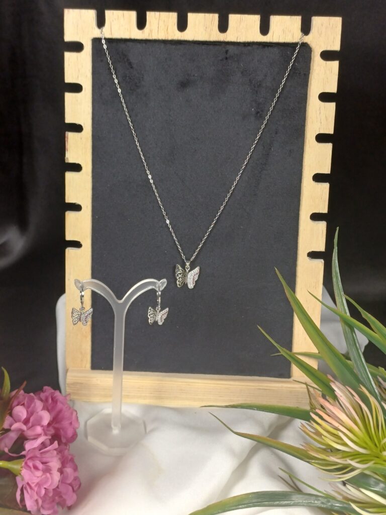 Butterfly Pendant & Earring Set