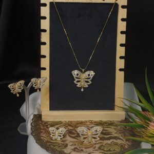 The Golden Monarch Pendant, Earring Set & Kara