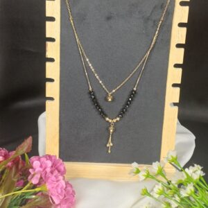 Layered Black Bead Locket Set