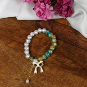 Pearl & Bow Charm Bracelet