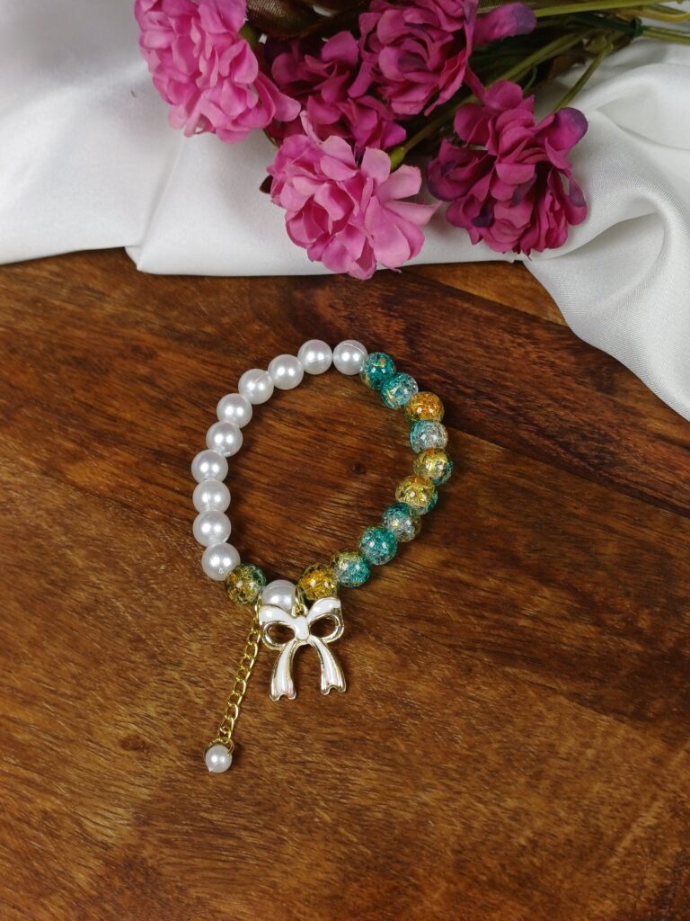 Pearl & Bow Charm Bracelet