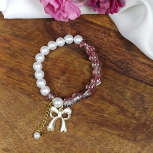 Pearl & Bow Charm Bracelet