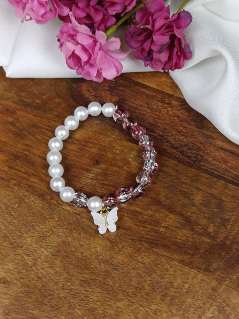Pearl & Butterfly Charm Bracelet