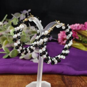 Monochrome Woven Hoop Earrings