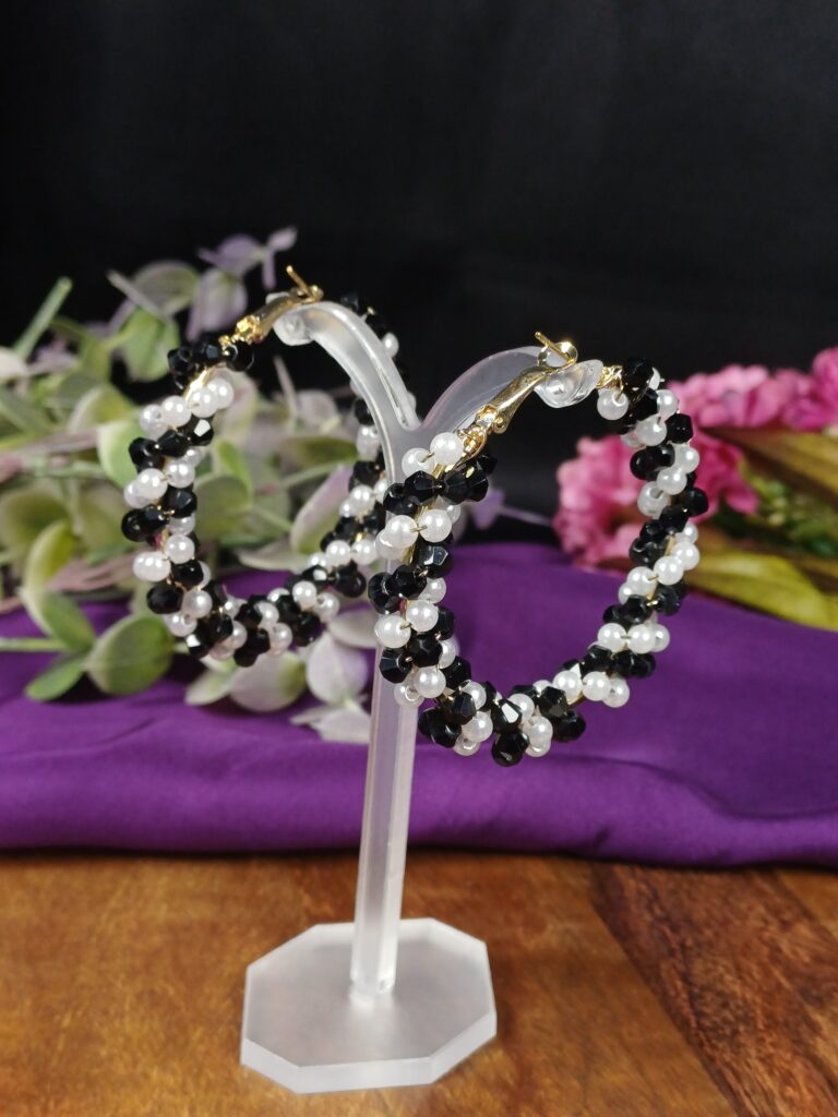 Monochrome Woven Hoop Earrings