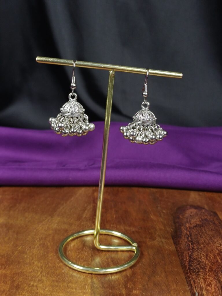 Oxidized Silver Jhumkas