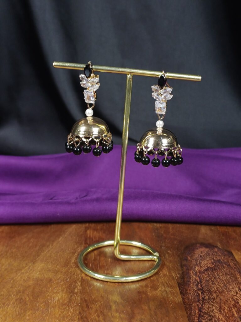 Onyx Crystal Jhumkas