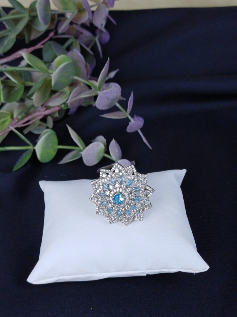 Blue Starburst Statement Ring