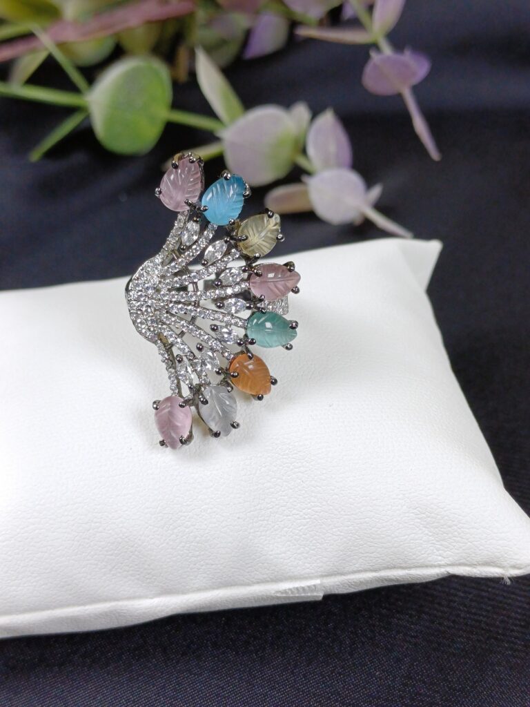 Pastel Leaf Statement Ring