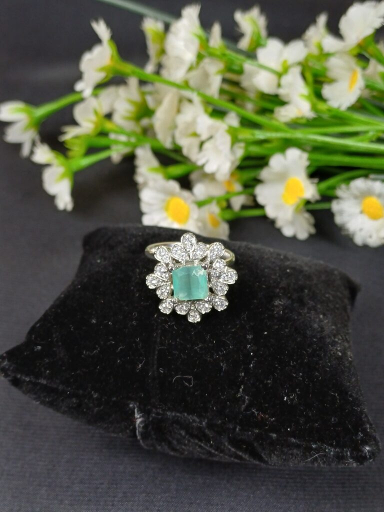 Mint Blossom Square Ring