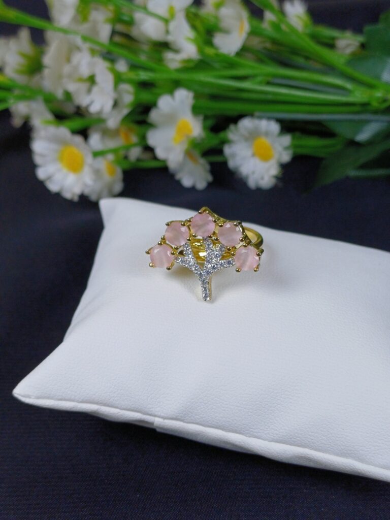 Rose Quartz Tree of Life Ring