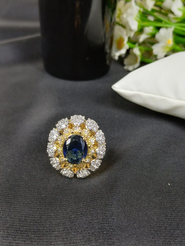 Gold Plated Sapphire Halo Ring