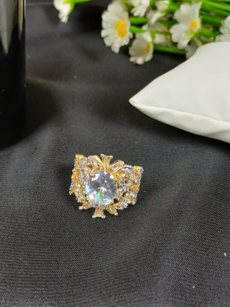 Gold Plated Royal Sunburst Statement Ring