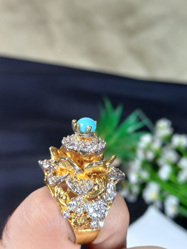 Gold Plated Crystal Lotus Tower Ring