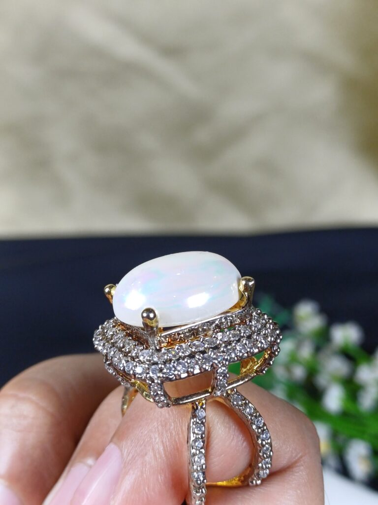 Gold Plated Opal Halo Majesty Ring