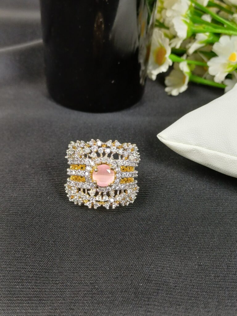 Gold Plated Victorian Lace Sparkle Ring