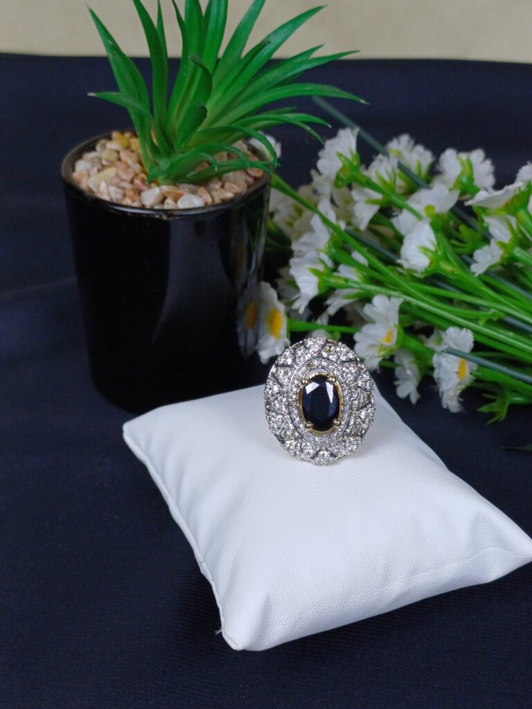 Gold Plated Surmai Crystal Halo Ring