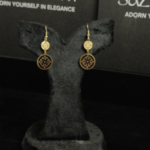 Classic Black & Gold Double Disc Drop Earrings