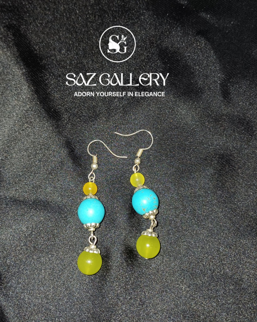 The Turquoise & Lime Zest Boho Drop Earrings