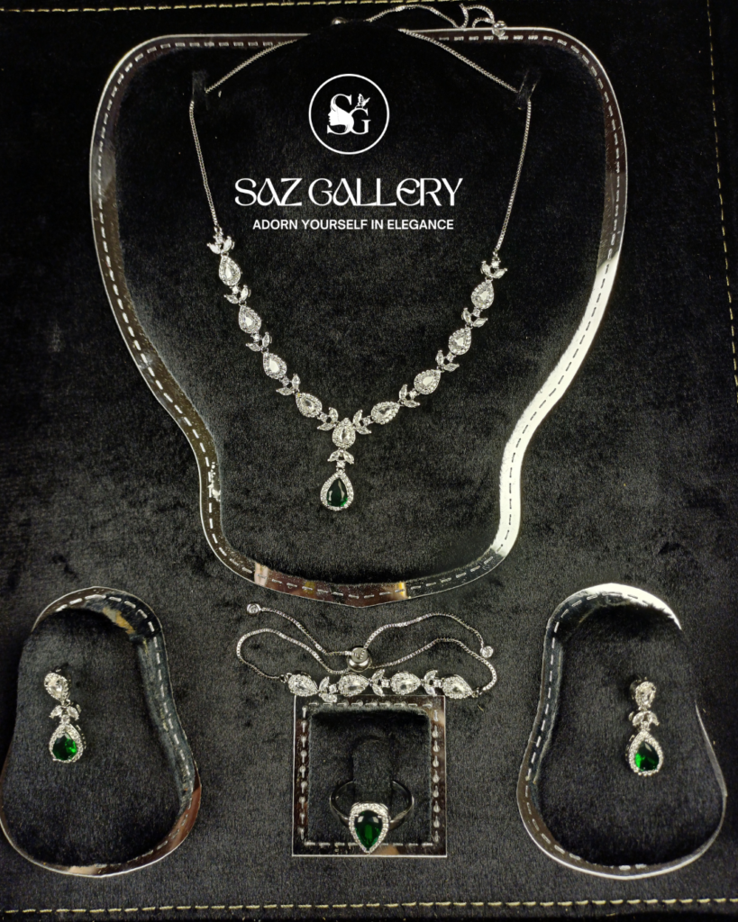 Verdant Elegance Silver & Green CZ Collection